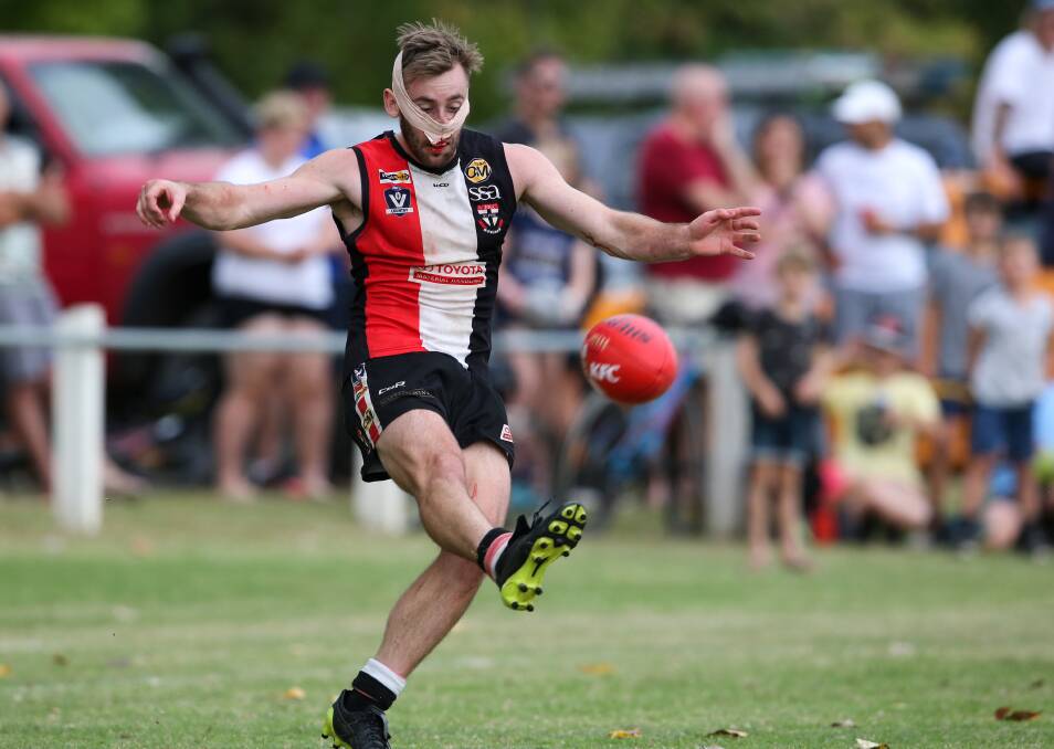 Elijah Wales was forced to the blood bin against North Albury in the opening round. The Saints will look to stop their collective bleeding when they chase their first win against Wangaratta Rovers.