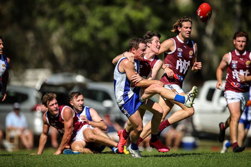 Wodonga (in maroon) impressed against the Roos after a difficult 2019.