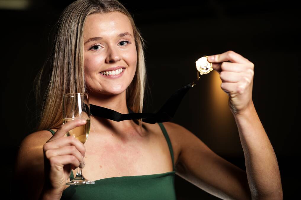 SOPHIE'S CHOICE: Corowa-Rutherglen's Sophie Hanrahan claimed a two-vote win in a thrilling Toni Wilson Medal count. Picture: JAMES WILTSHIRE