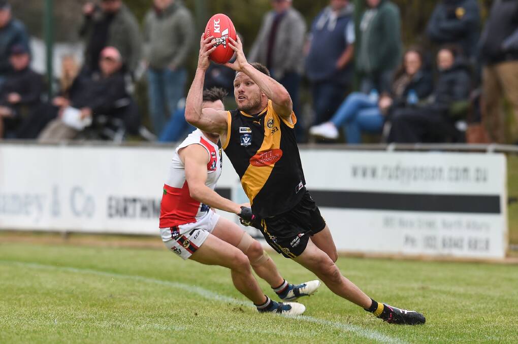 Former AFL player Dean Polo was one of nine players over 30 in Albury's team against Myrtleford.