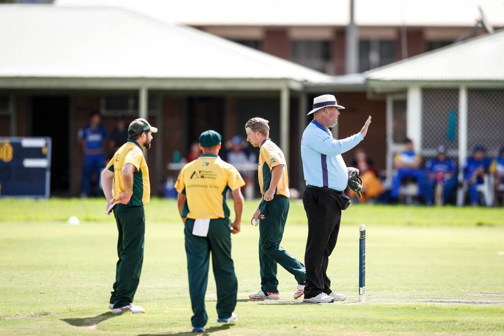 STANDING TALL: Umpire Ken Brooks took control of Saturday's Belvoir-Tallangatta match just days after officiating at the SCG. Picture: JAMES WILTSHIRE