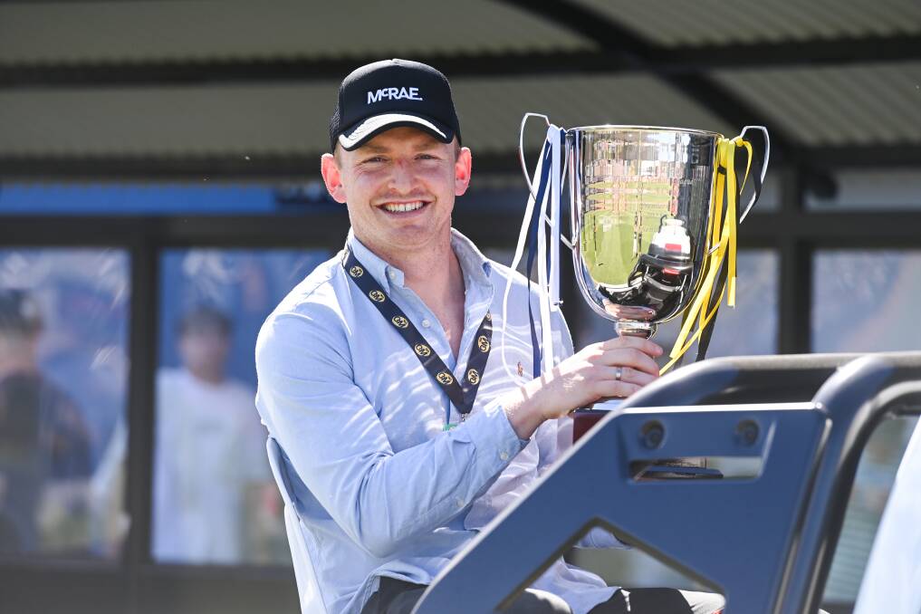 Ovens and Murray Football Netball League grand final ambassador Jack Ziebell was presented to the booming crowd during the parade lap. Picture by Mark Jesser