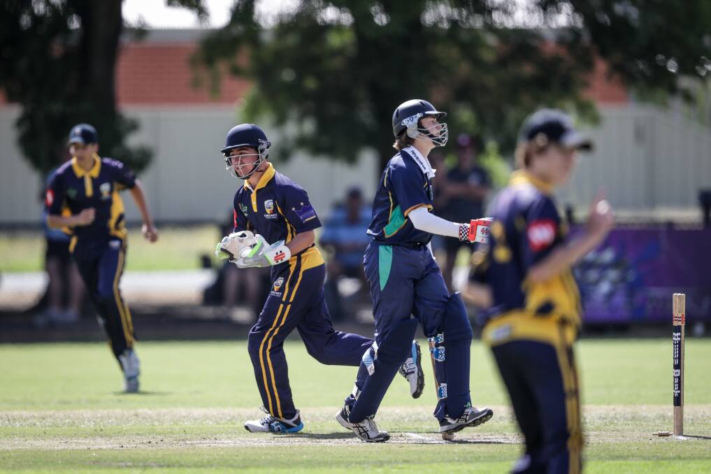 A PROCESSION: Central Coast's Jordan Heil stumps Josh Mills for six in their Bradman Cup (under 16) clash. Riverina was restricted to 8-88. Pictures: JAMES WILTSHIRE