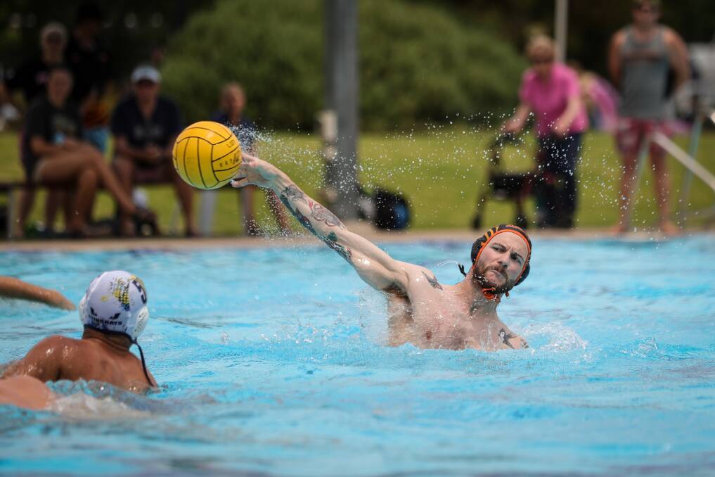 Albury's Harry Duck puts everything into his shot against Stingrays on Sunday. Picture by James Wiltshire