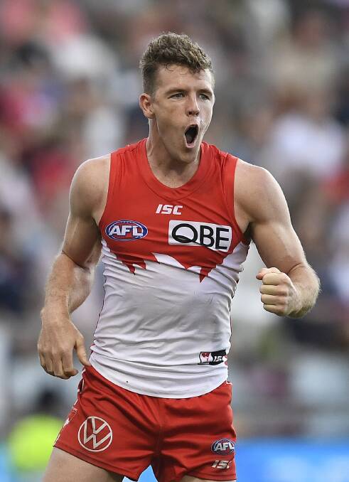 Sydney Swans' co-captain Luke Parker celebrates in 2020. The Swans and Giants will hold separate captain's runs on Thursday and spectators are allowed. Picture: GETTY IMAGES
