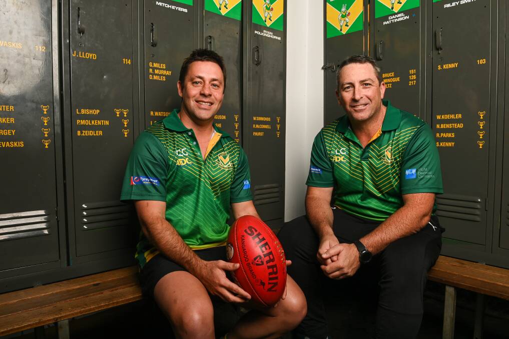 North co-coaches Clint Gilson (left) and Corey Lambert will both miss the game against Myrtleford.