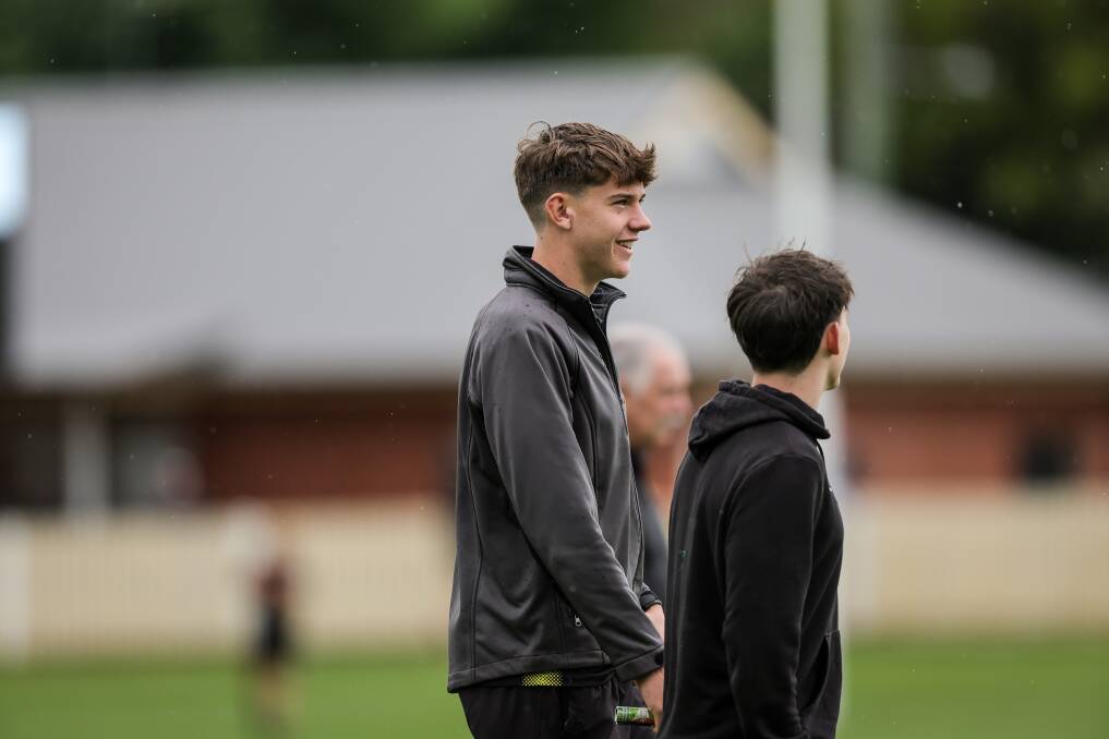 Connor O'Sullivan (left) was watching his former Albury team-mates last Saturday. On Sunday, he will make his AFL debut. Picture by James Wiltshire