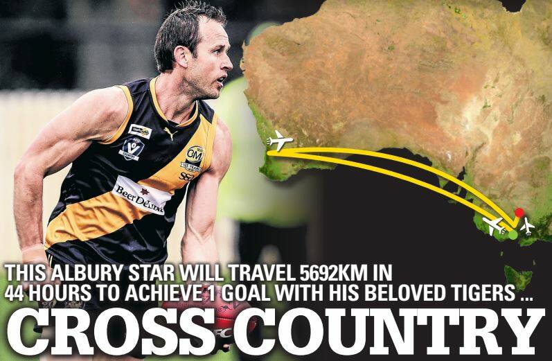 Daniel Cross will fly to the other side of the country, run 13kms, fly back and then play in the Ovens and Murray grand final - in less than 48 hours.