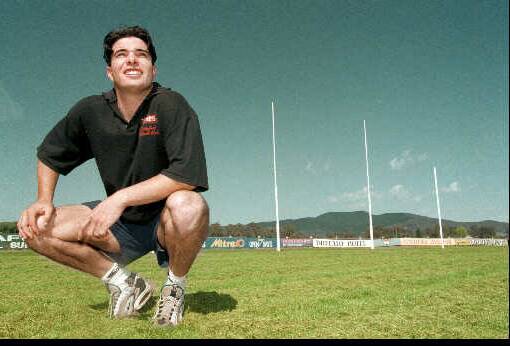 Guy Rigoni takes a last look at his home ground - Myrtleford's McNamara Reserve - after being drafted to Melbourne in November, 1997. The rugged midfielder would play 107 matches over an eight-year career.