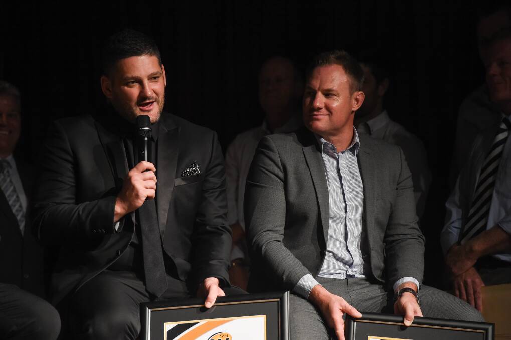 Brendan Fevola (left) was named in the O and M's Team of the Past 25 years.