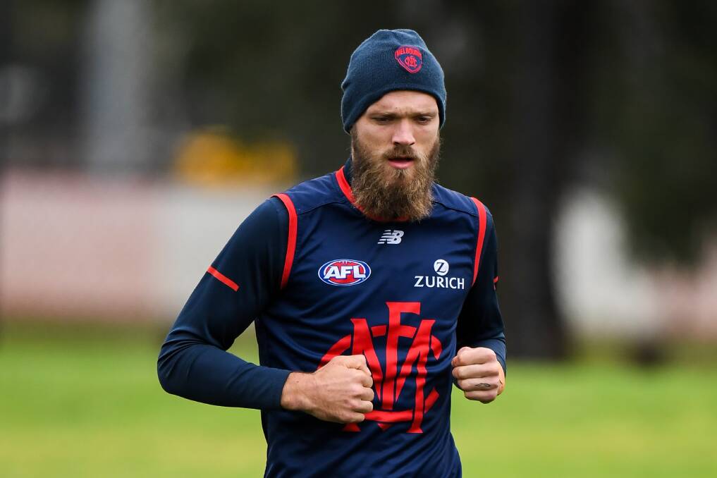 Melbourne captain Max Gawn will speak at a function in Wangaratta next month. Picture: MORGAN HANCOCK