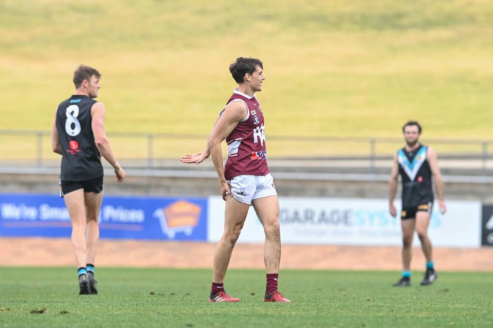 HAMSTRUNG: Wodonga's Harry Jones was superb against Lavington, but he battled injury during the second half. Bulldogs' coach Jordan Taylor is also battling a hamstring, but hoping to miss just one more. Picture: MARK JESSER