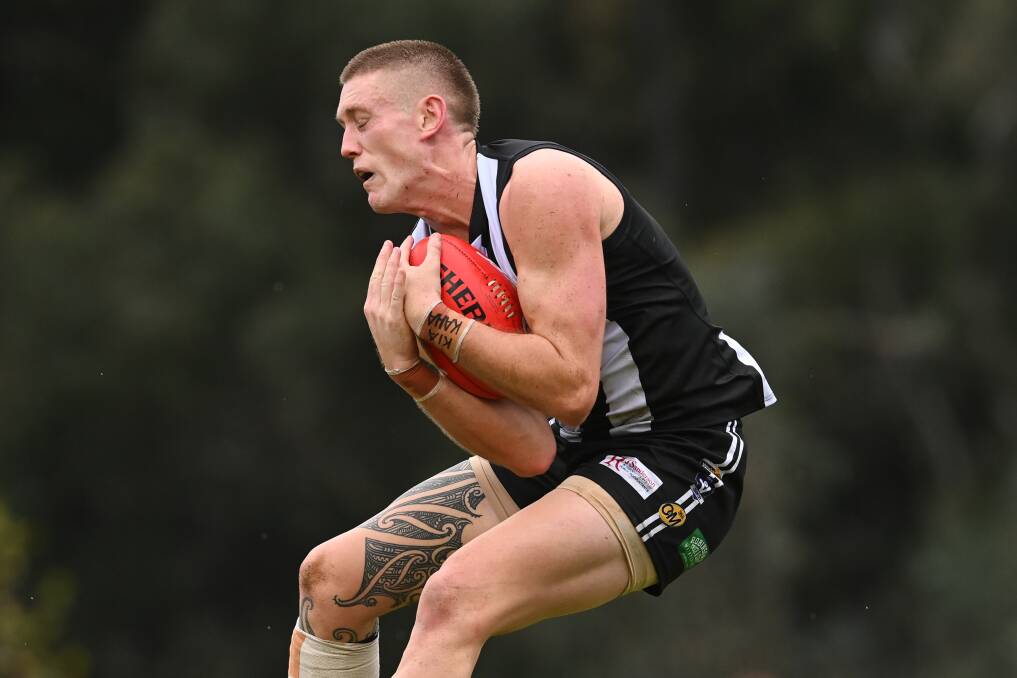 MOORE IS MERRIER: Callum Moore is a strong chance to claim back-to-back Morris Medals for the first time since Albury's Tim Scott in 1993-94. The Pie kicked another four goals and starred against Myrtleford. Picture: MARK JESSER