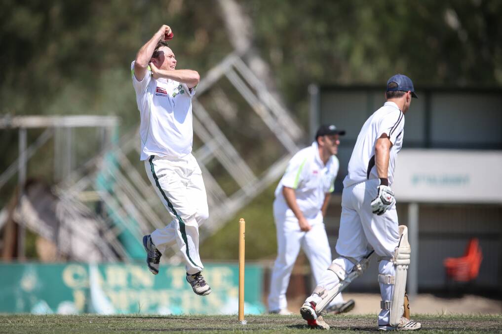 CAW's Greg Daniel bowls against Yass in the O'Farrell Cup.