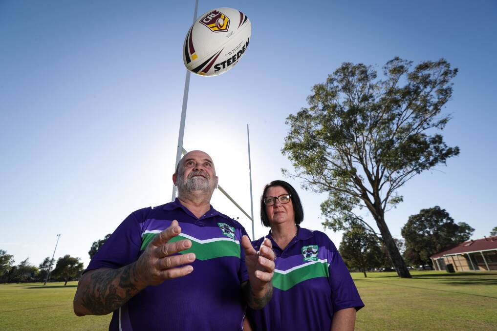 HELP: Rugby League club Wodonga Wombats are short of players, but president Sten Sakkas and secretary Donna Cederblad are searching. Picture: JAMES WILTSHIRE