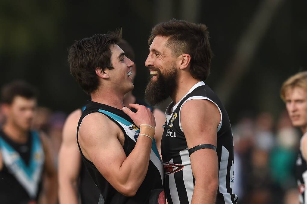 Ben Douthie (right) and Shaun Mannagh in the 2019 grand final.