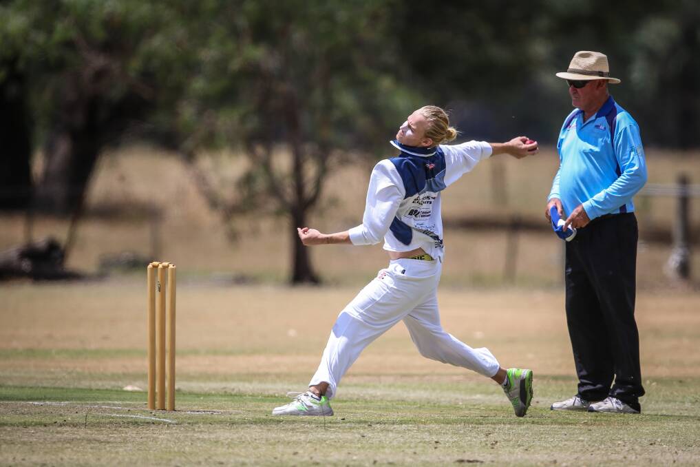 WELL BOWLED: Kiewa's Brent de Vries claimed 2-19 from seven overs in a strong spell against the visitors.