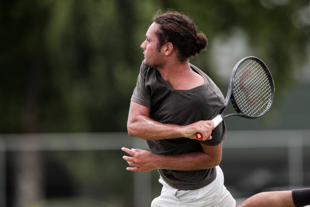 WE MEET AGAIN: Sydney's Lex Abram played Troy Lockwood in the semi-final. The pair often play each other at the International Football and Tennis School.
