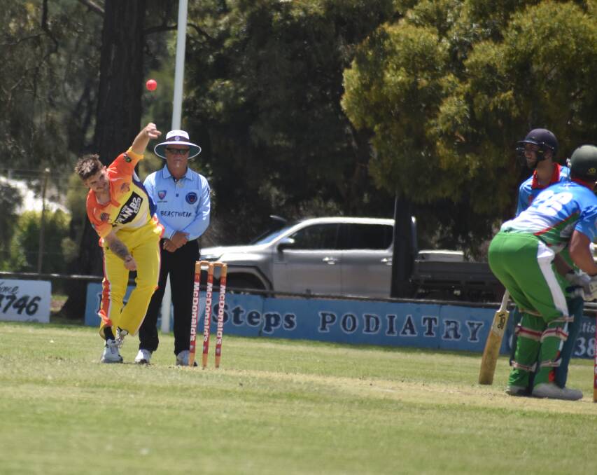 TIGHT SPELL: Border Bullets' opening bowler Jarryd Hatton formed part of the miserly attack as the Murrumbidgee Rangers posted 101 in the Regional Bash. Picture: LIAM WARREN - THE AREA NEWS