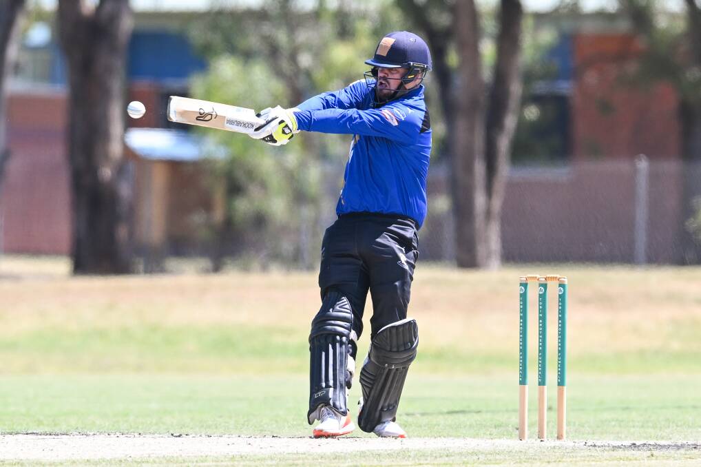 Corowa's Ben Mitchell smashed 50 from 45 balls, including 10 boundaries and a six, against St Patrick's. Picture by Mark Jesser