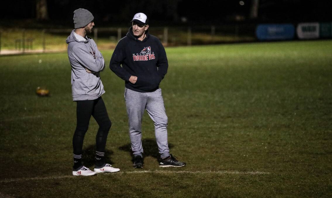 Sam Murray (left) trained with his great mate Daryn Cresswell last year when the latter was coaching Wodonga Raiders. The pair could well link up again with Cresswell now at Wangaratta Rovers.