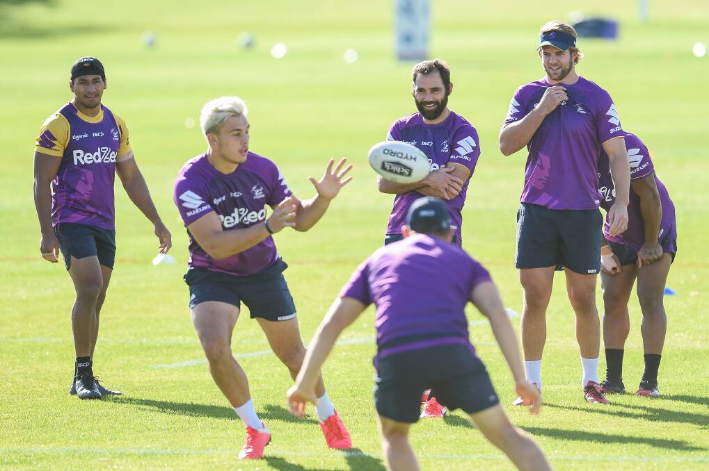 Melbourne Storm's squad has had flu shots, unlike some clubs with Gold Coast duo Bryce Cartwright and Brian Kelly stood down after rejecting it. Picture: MARK JESSER