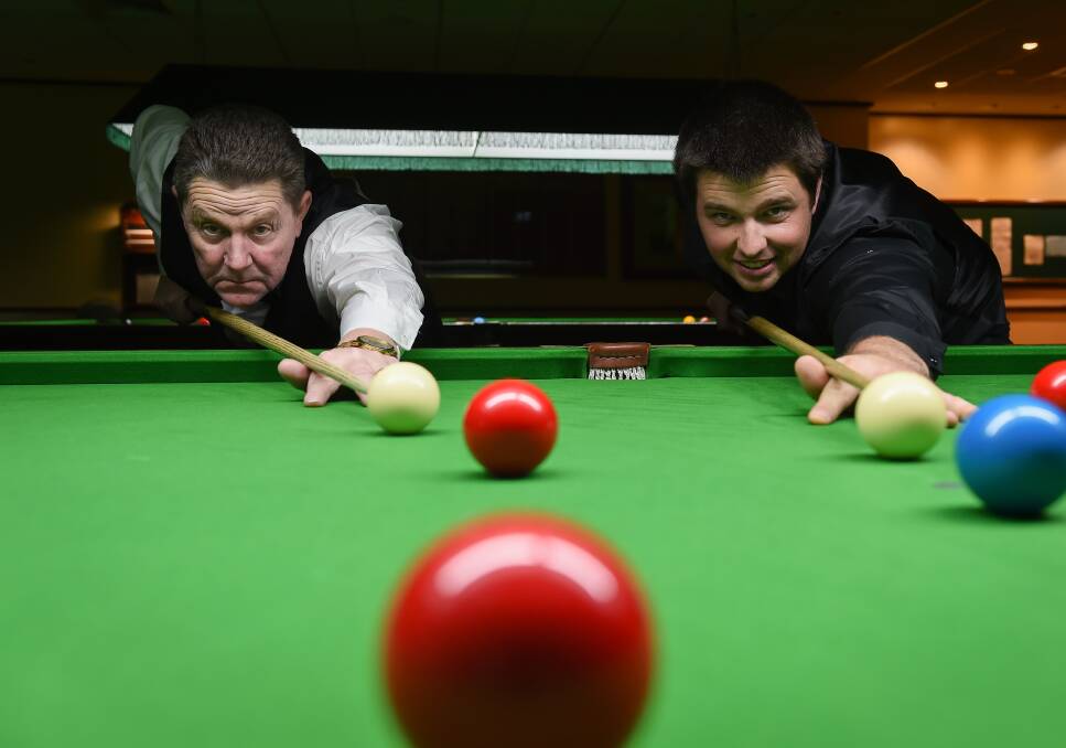 DYNAMIC DUO: Peter Hubbard (left) and Shaun Dalitz will be out to impress in the international snooker tournament. Picture: MARK JESSER