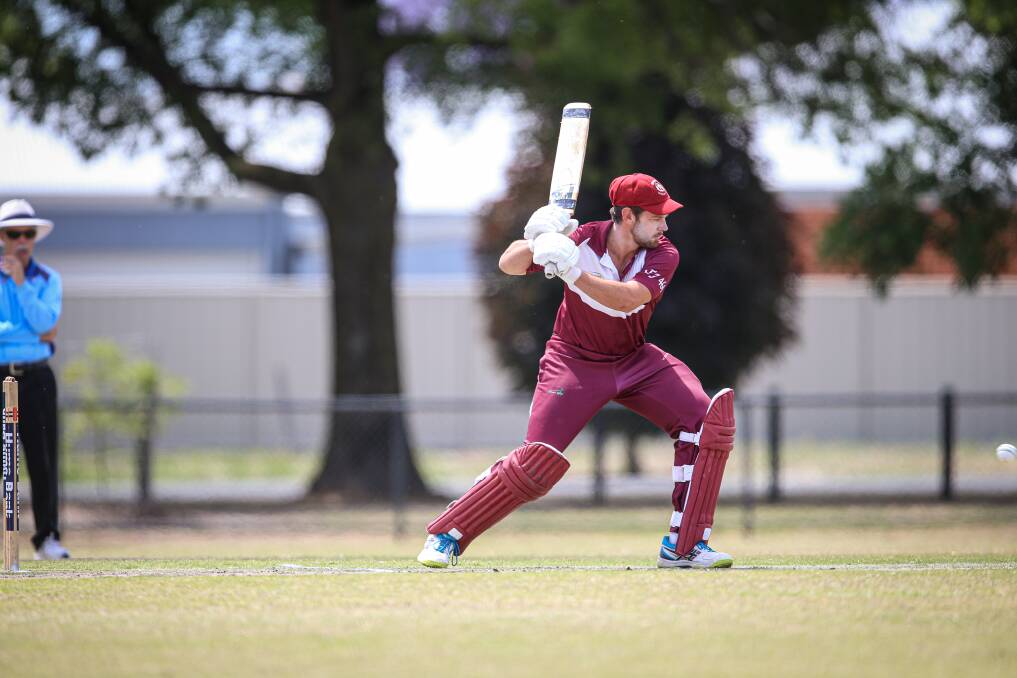 FIVE-STAR SHOWING: Wodonga co-coach Tom Johnson posted 108 runs from 142 balls, with nine boundaries, in the Bulldogs' 94-run victory. Picture: JAMES WILTSHIRE