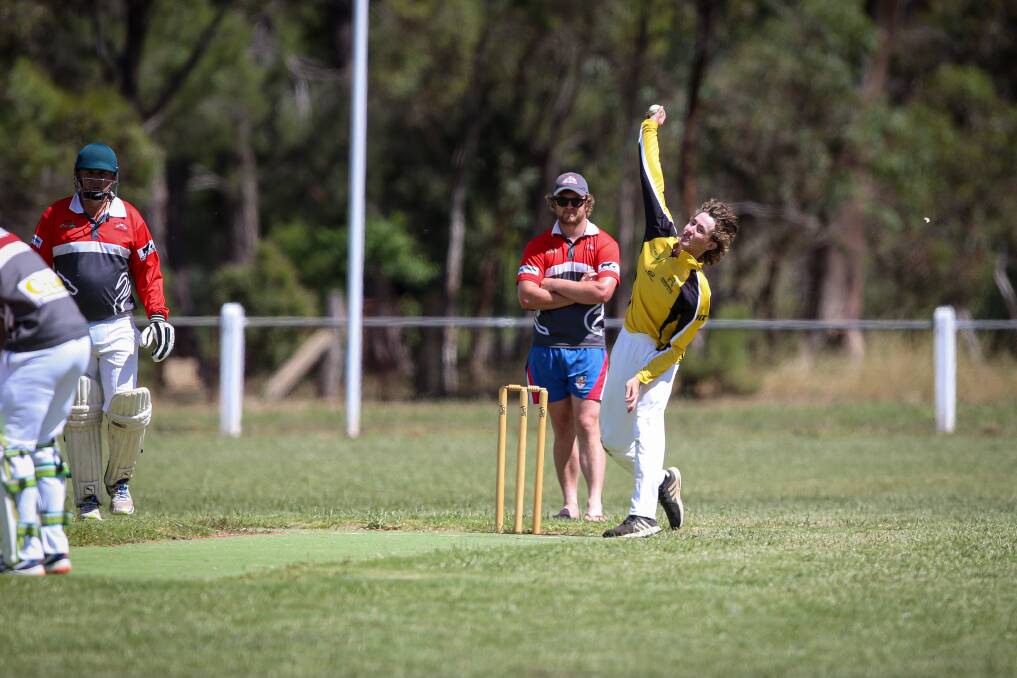 Osborne's Ed Perryman bowls to Brock-Burrum in November. He's a leading contender for Cricketer of the Year, although Holbrook's Corey McCarthy is the favourite.