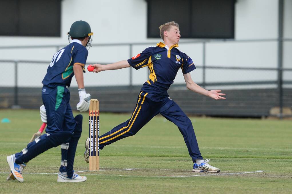 TIGHT GAME: Seth Slominski opened the bowling for the Central Coast in what was a crackerjack game against Riverina.