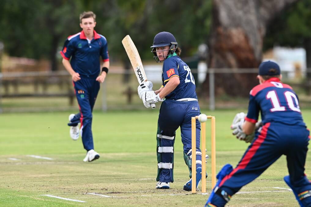 WELL PLAYED: Riverina's Oscar Lyons watches on as the ball flies to Western's wicketkeeper. Lyons was terrific with 56. Picture: MARK JESSER
