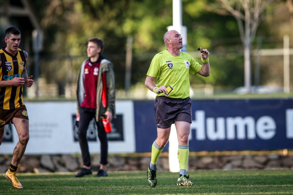 Wangaratta Rovers' forward Alex Marklew was reported and sent from the field against Wodonga on Saturday. He will now face the league tribunal. Picture: JAMES WILTSHIRE