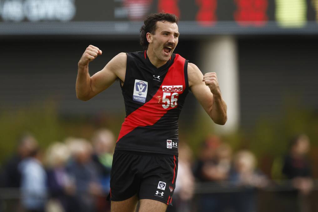 John Jorgensen celebrates a goal for Essendon in the VFL this year. Picture by Getty Images