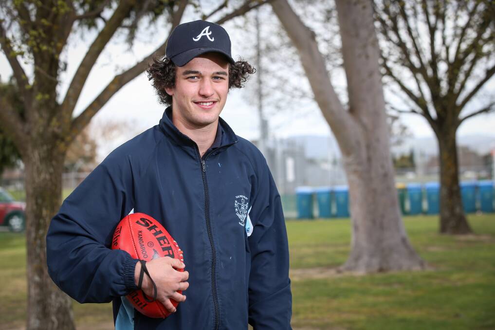 YOUNG GUN: Yarrawonga's Bailey Frauenfelder will play his biggest game when the Pigeons meet Wangaratta on Sunday. Picture: JAMES WILTSHIRE