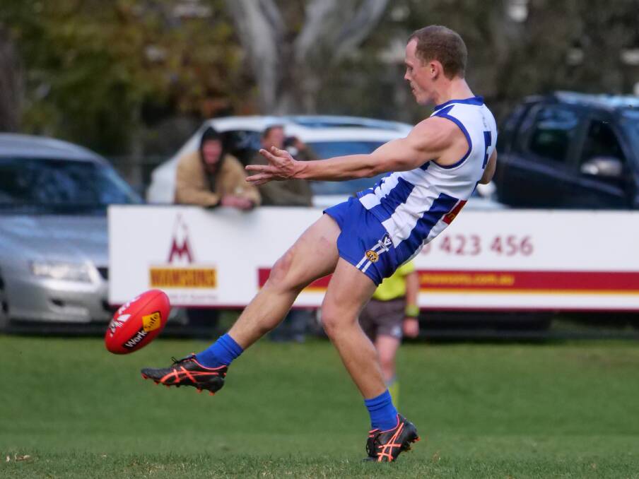 PUT THE SLIPPER IN: Corowa-Rutherglen's Cam Wilson kicked two goals to star in the win over Wodonga. Picture: SIMON GINNS PHOTOGRAPHY