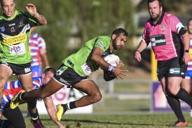 Albury Thunder's Keanau Wighton looks to burst through against Young on Saturday. Picture by Mark Jesser 