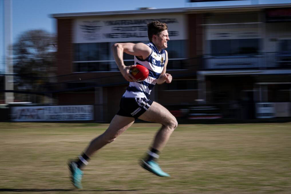SPEED DEMON: Yarrawonga's James Elliott has clocked comparable times with pacy AFL players over 20m. Picture: JAMES WILTSHIRE