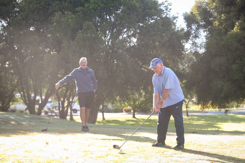 FORE: Mick Bone tackles the course for his first time since at least late March. Picture: JAMES WILTSHIRE