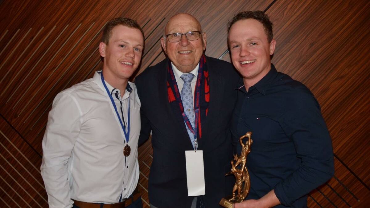 Cam Wilson (left) claimed Corowa-Rutherglen's best and fairest, from runner-up and brother Damien, while the award's named after five-time winner Jim Sandral.