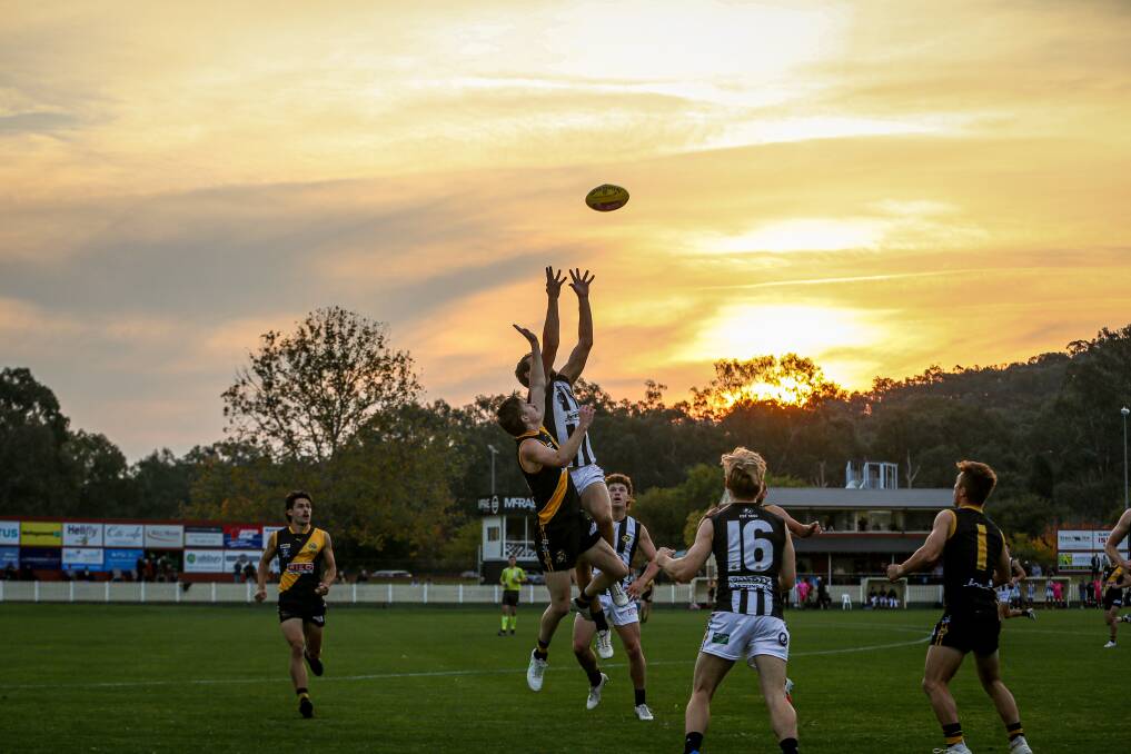 THE SUN IS SETTING: Albury hosted Wangaratta in Saturday's twilight clash and it could well be the last game we see, under lights, at this time of the year. Picture: JAMES WILTSHIRE