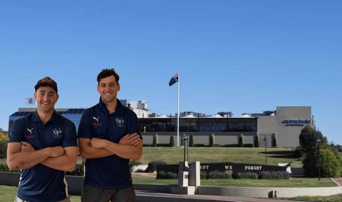 Willie Wheeler (left) and Leigh Masters created enormous excitement when they signed with Yarrawonga in November, 2019. Picture: YARRAWONGA FOOTBALL NETBALL CLUB
