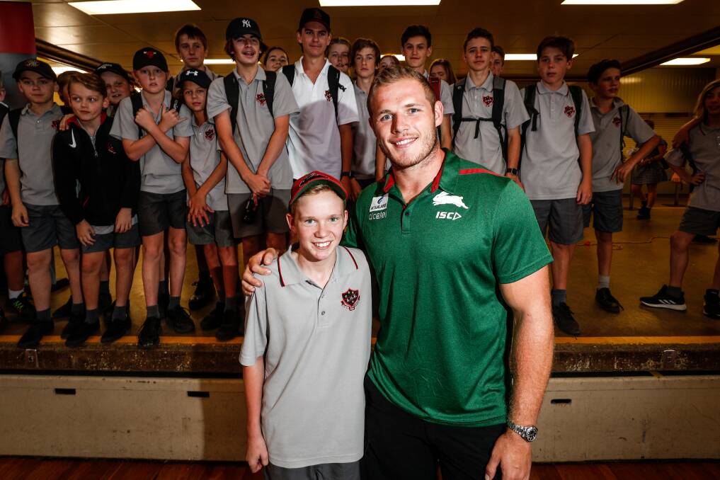 South Sydney's Tom Burgess has travelled to the Border to support his team-mates against Riverina at Albury Sportsground on Saturday night. Picture: JAMES WILTSHIRE