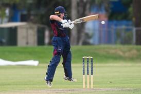 East Albury captain Miles Hemann-Petersen rides the bounce against St Patrick's on Saturday. Picture by Mark Jesser