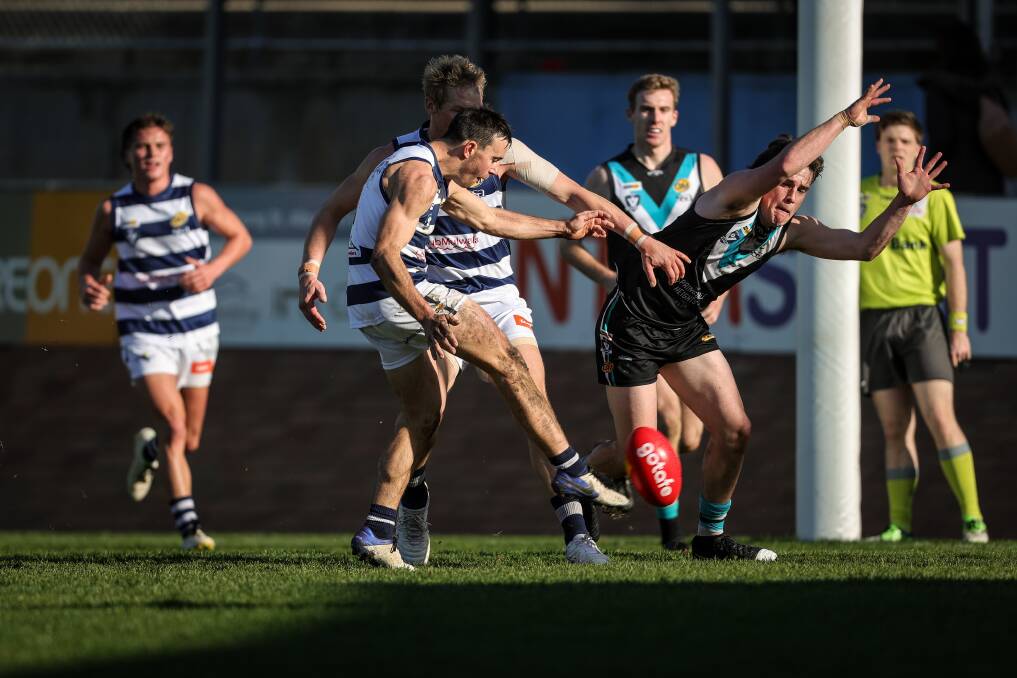 WILD ABOUT HARRY: Yarrawonga loves Harry Wheeler and it's little wonder with his hard work rewarded with a goal against Lavington on Saturday.. Picture: JAMES WILTSHIRE