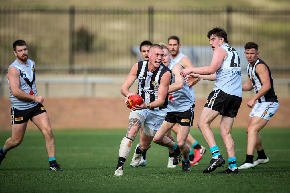 Wangaratta's Callum Moore has played some sensational football since joining the club from AFL club Carlton and he will be after a big game against Rovers. Picture: JAMES WILTSHIRE