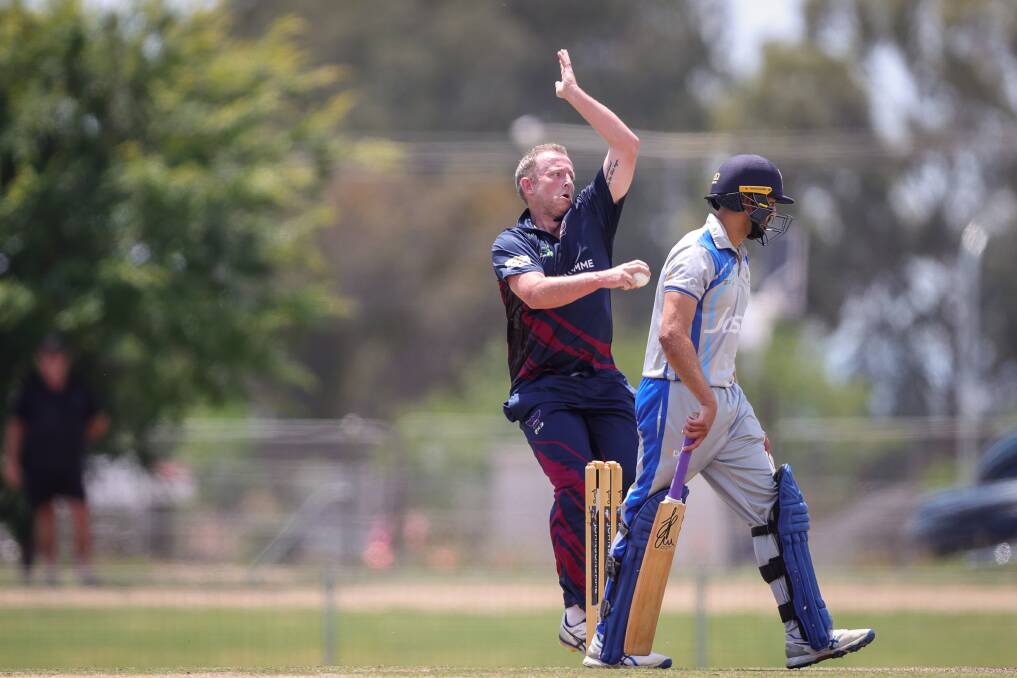 East Albury coach Brett Davies was outstanding with the new ball, taking 3-26 to help destroy Albury's top order. Picture by James Wiltshire