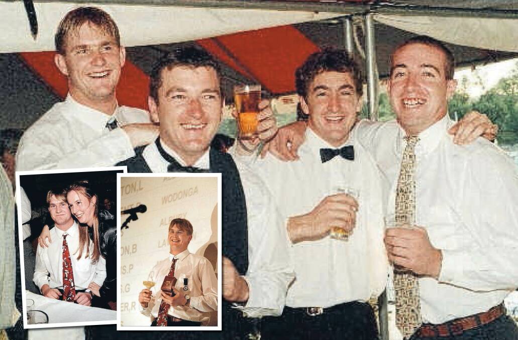 Leigh Newton (left) was 'dressed to the nines' for Albury's New Year's Eve ball in 1996, but he had to borrow a tie for that year's Morris Medal.