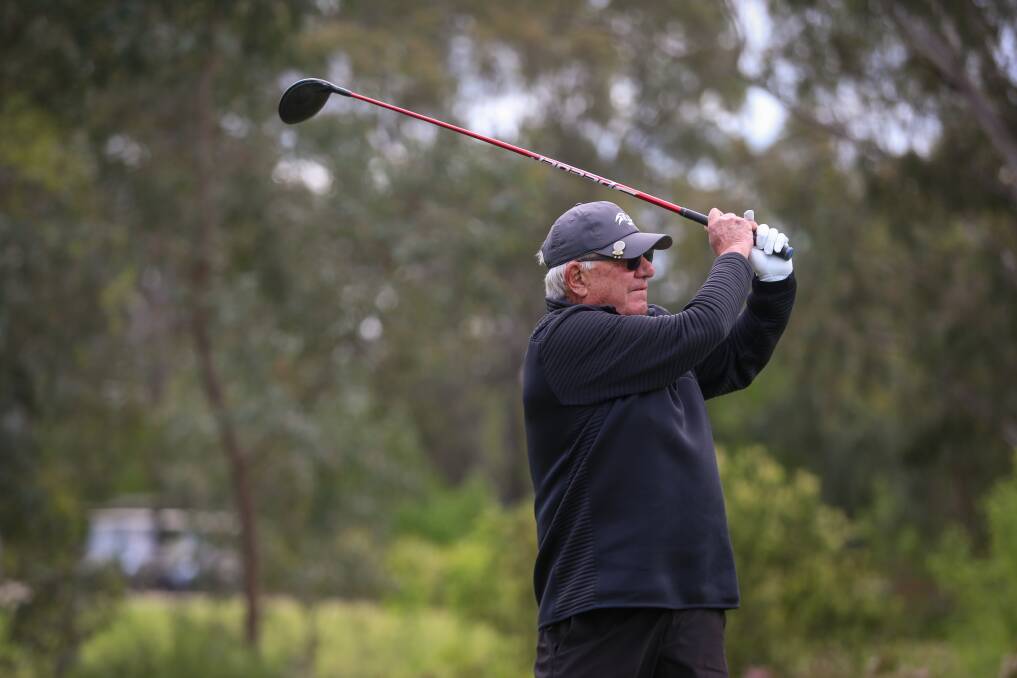 Rusty Gardiner looks to find the fairway with his tee shot at Thurgoona. Picture: JAMES WILTSHIRE