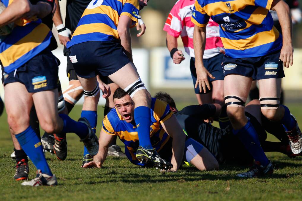 Liam Krautz (on ground) played well in the Steamers' loss to Ag College on Saturday.