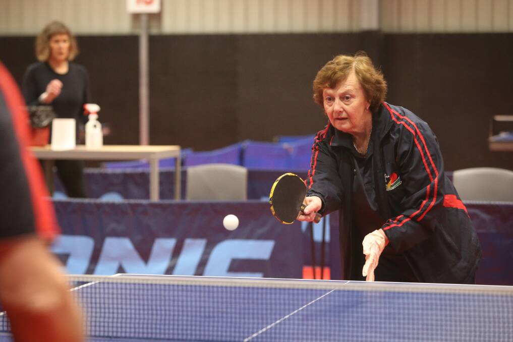 Leonie O'Haire is loving being back in action at the Albury Wodonga Table Tennis Association. Picture: JAMES WILTSHIRE